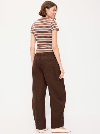 Mid-Rise Barrel-Leg Utility Pants.