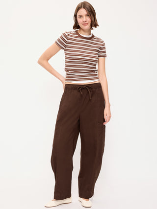 Mid-Rise Barrel-Leg Utility Pants.