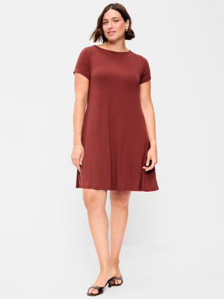 Short-Sleeve Mini Swing Dress.