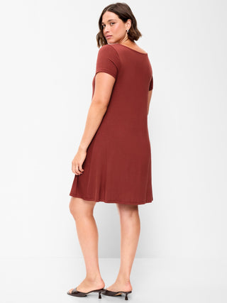 Short-Sleeve Mini Swing Dress.