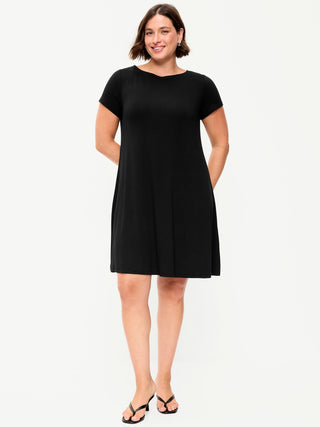 Short-Sleeve Mini Swing Dress.