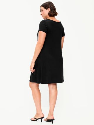 Short-Sleeve Mini Swing Dress.