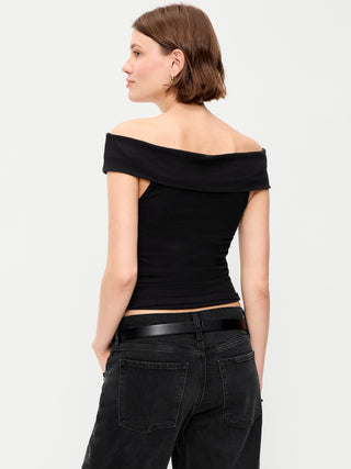 Off-The-Shoulder Fitted Top.