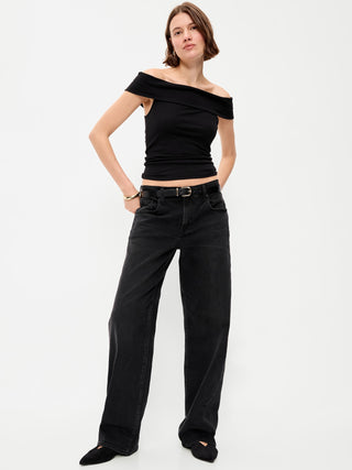 Off-The-Shoulder Fitted Top.