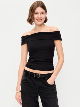Off-The-Shoulder Fitted Top.