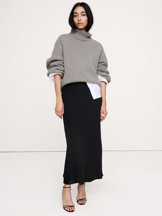 Layered Georgette-Satin Maxi Skirt.