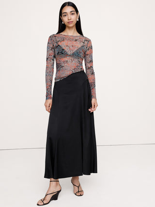 Stretch-Satin Maxi Skirt.