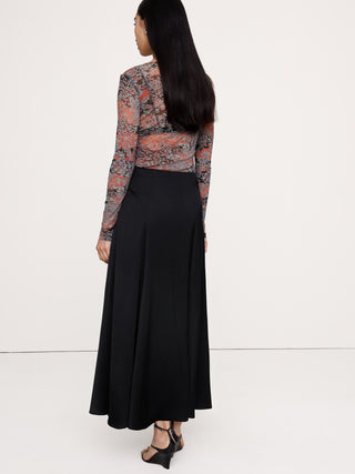 Stretch-Satin Maxi Skirt.