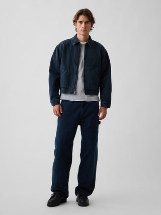 Chaqueta de mezclilla de corte holgado y cuadrado, estilo workwear.