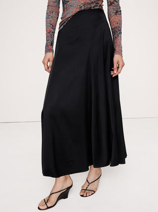 Stretch-Satin Maxi Skirt.