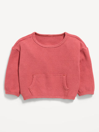 Long-Sleeve Waffle-Knit Pocket Sweatshirt for Baby.