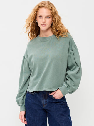 SoComfy Oversized Puff-Sleeve Cropped Sweatshirt.