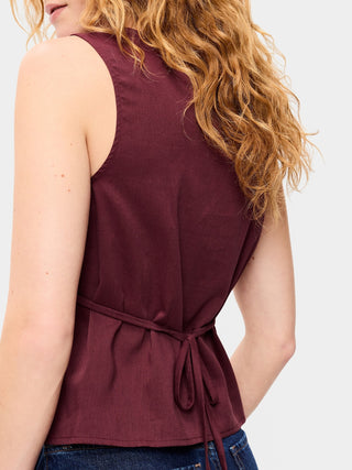 Sleeveless V-Neck Tie-Back Top.