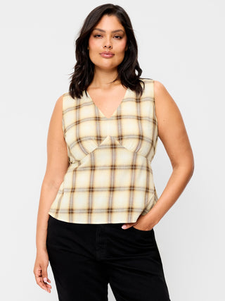 Sleeveless V-Neck Tie-Back Top.