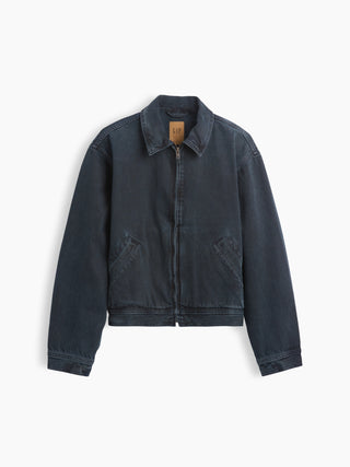 Chaqueta de mezclilla de corte holgado y cuadrado, estilo workwear.