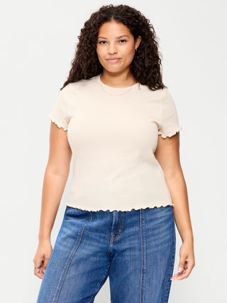 Camiseta Cuello Redondo con Borde Ondulado