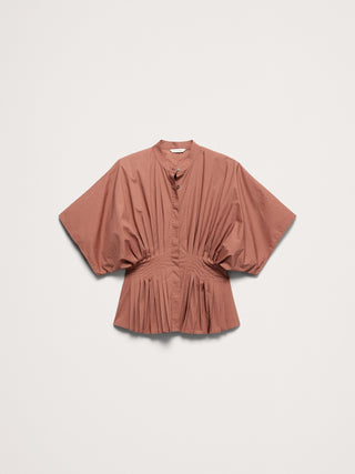 Cotton Poplin Pleated-Waist Top.