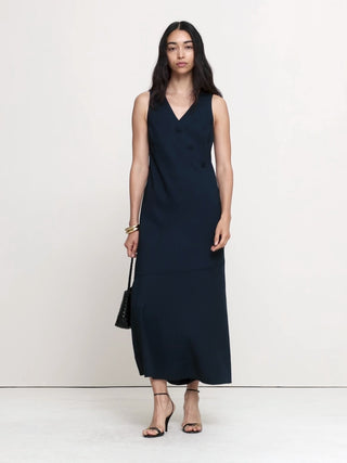 Vestido midi de viscosa con botones.
