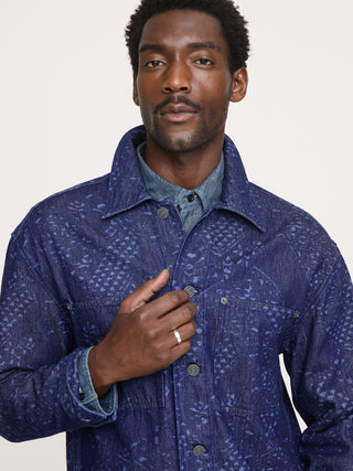 Relaxed-Fit Italian Printed Denim Overshirt.