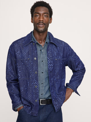 Relaxed-Fit Italian Printed Denim Overshirt.