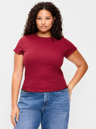 Camiseta Cuello Redondo con Borde Ondulado