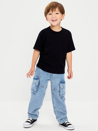 Jeans cargo super holgados de pierna de barril para niños pequeños.