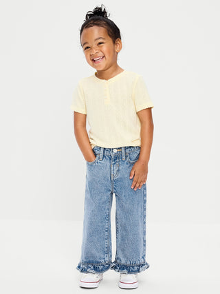 High-Waisted Super Baggy Ruffled Wide-Leg Jeans for Girls.
