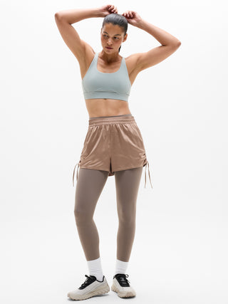 Featherweight Satin Ruched Run Short.