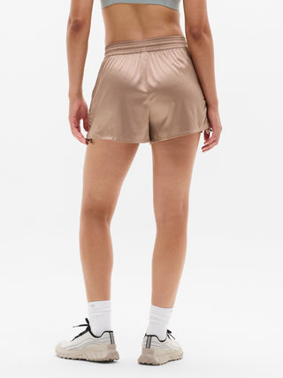 Featherweight Satin Ruched Run Short.