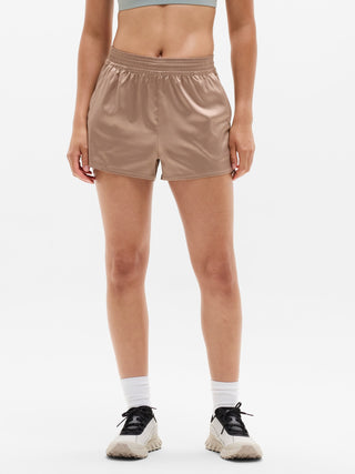 Featherweight Satin Ruched Run Short.