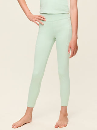 Girls' High-Waisted 7/8 Leggings with Pockets