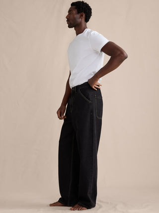 Jeans Holgado Talle Medio con Bolsillos