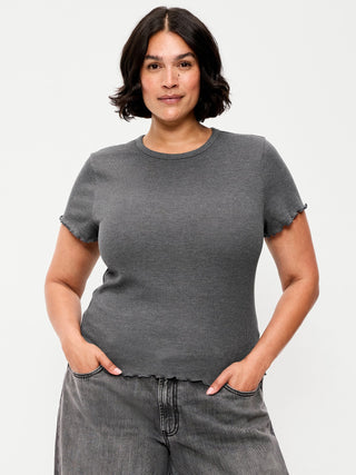 Camiseta Cuello Redondo con Borde Ondulado
