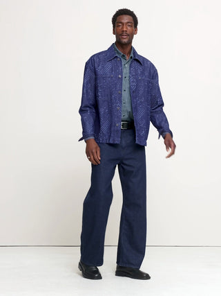 Relaxed-Fit Italian Printed Denim Overshirt.