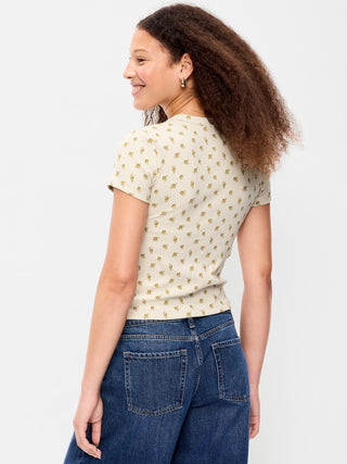 Camiseta Ajustada Manga Corta con Estampado