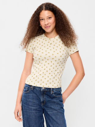 Camiseta Ajustada Manga Corta con Estampado