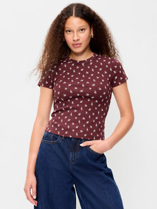 Camiseta Ajustada Manga Corta con Estampado