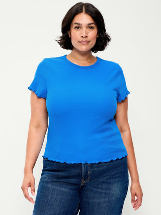Camiseta Cuello Redondo con Borde Ondulado