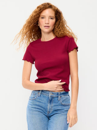 Camiseta Cuello Redondo con Borde Ondulado