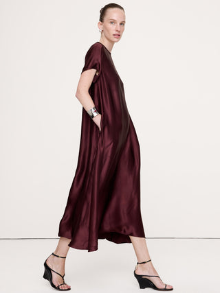 Aurelia Italian Satin Trapeze Dress.