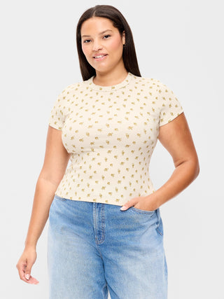 Camiseta Ajustada Manga Corta con Estampado