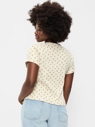 Camiseta Ajustada Manga Corta con Estampado