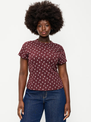 Camiseta Ajustada Manga Corta con Estampado