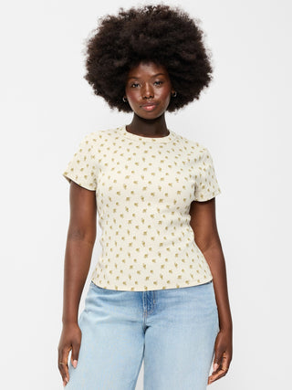 Camiseta Ajustada Manga Corta con Estampado