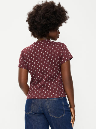 Camiseta Ajustada Manga Corta con Estampado