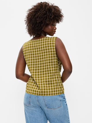 Sleeveless V-Neck Tie-Back Top.