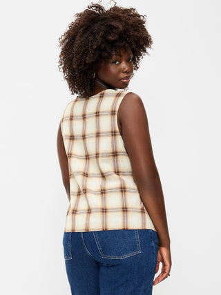 Sleeveless V-Neck Tie-Back Top.