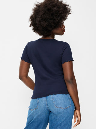 Fitted Waffle-Knit Cropped T-Shirt.