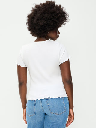Fitted Waffle-Knit Cropped T-Shirt.