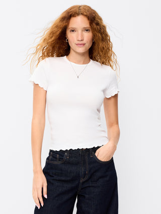 Camiseta Cuello Redondo con Borde Ondulado